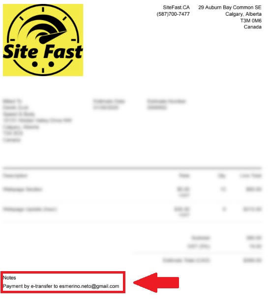 SiteFast.CA - Invoice